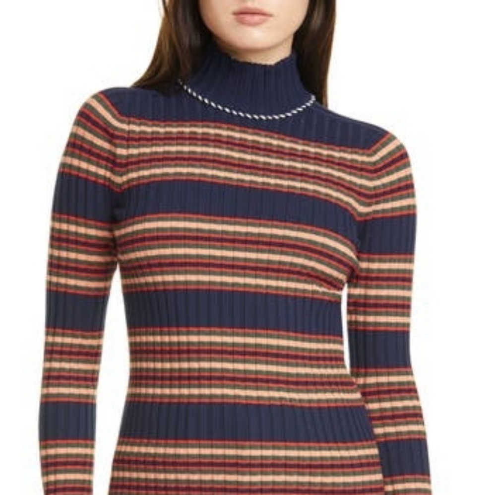 NEW Tory Burch Ribbed Merino Wool Turtleneck
